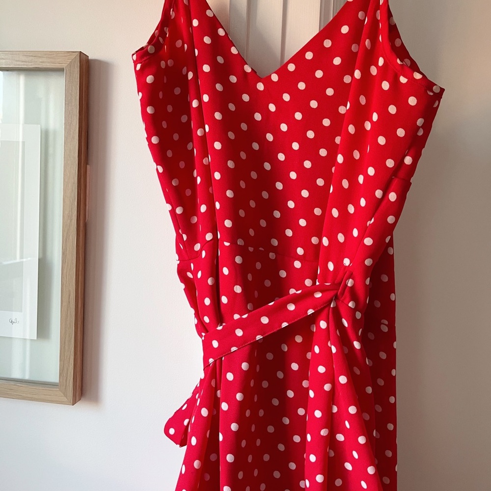 ASOS Red and White Polka Dot Mini Dress - Picture 3 of 5